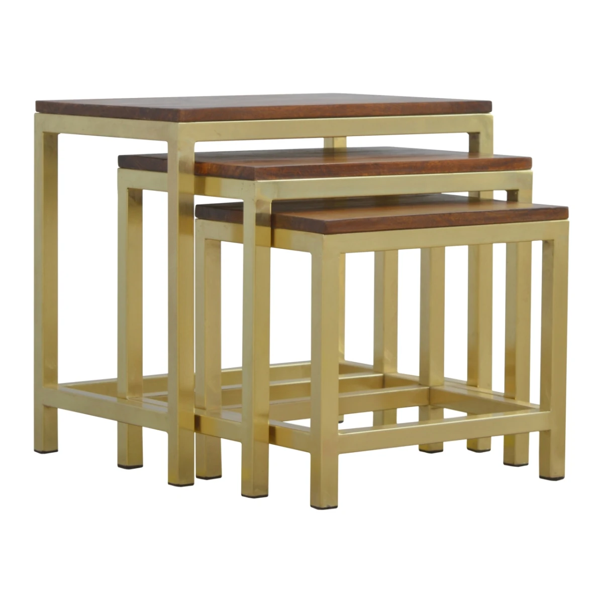 Artisan Furniture Artisan Mango Wood Stool Set S M L Brass Base - Bench