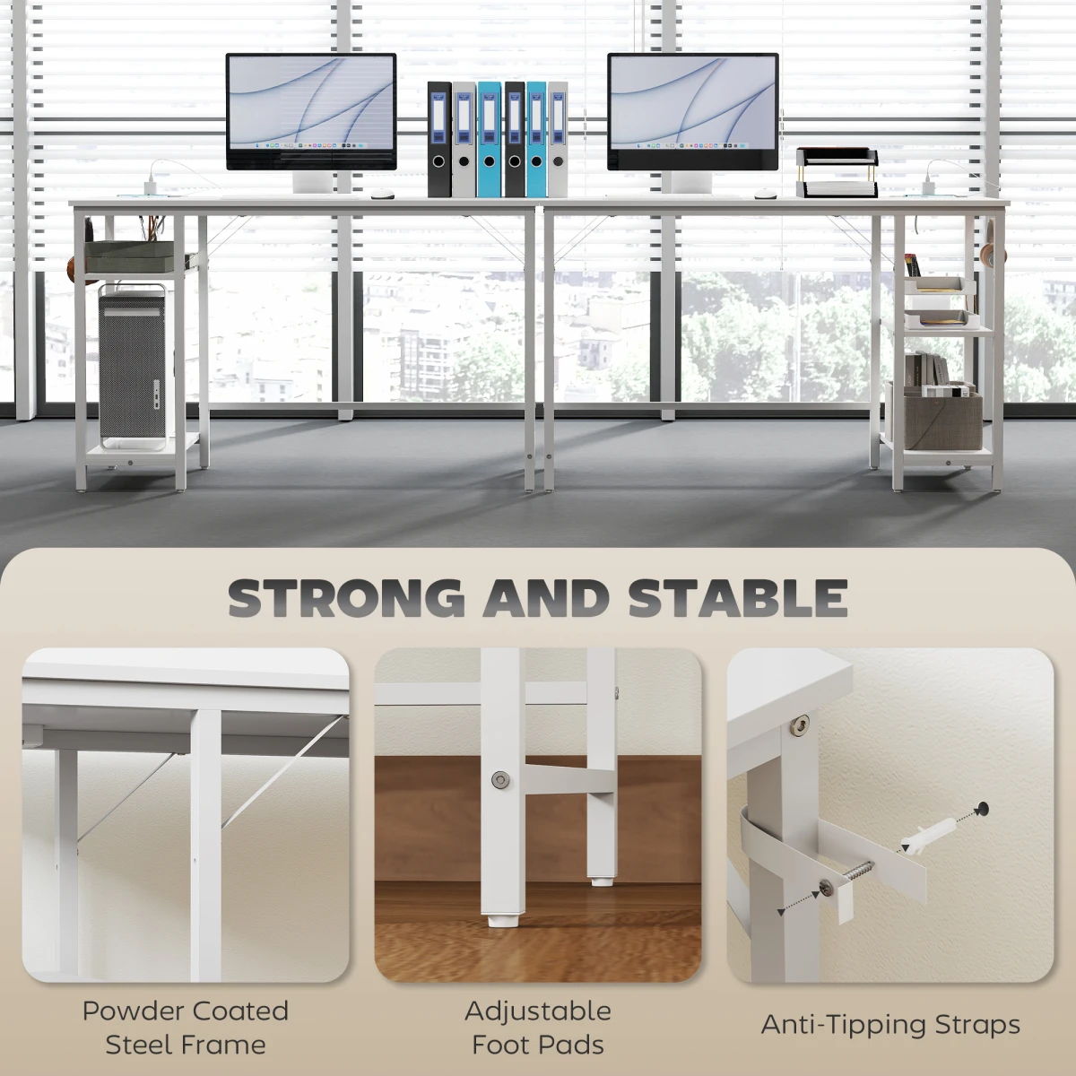 HOMCOM 120x60 cm Reversible Home Office Desk With USB Ports And Power Sockets For Bedroom by HOMCOM