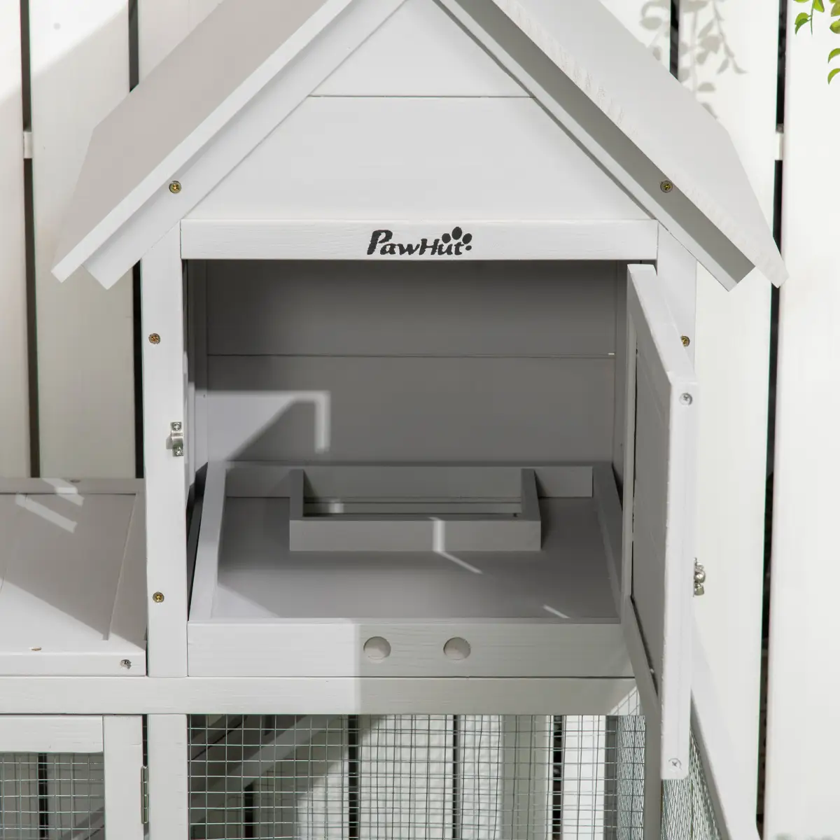 PawHut PawHut Rabbit Hutch Guinea Pig Cage w/ Slide-Out Tray, Fenced Area - Rabbit Hutch