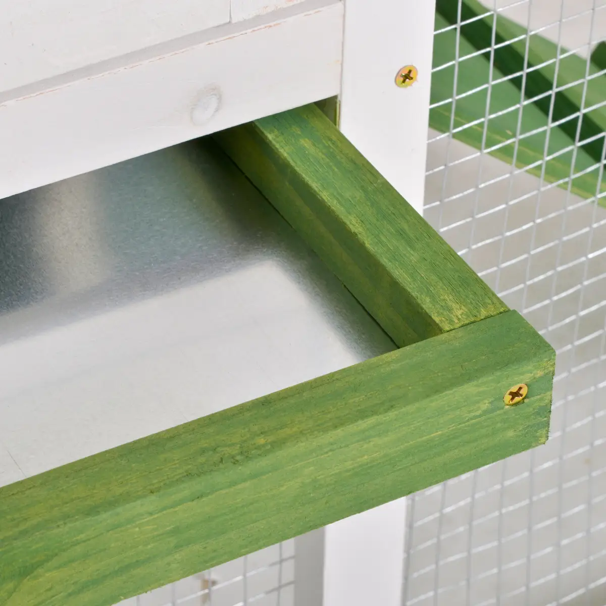 Pawhut Rabbit Hutch Wood Bunny Cage for Outdoor Indoor w/ Pull Out Tray Run Ramp Green - Rabbit Hutch