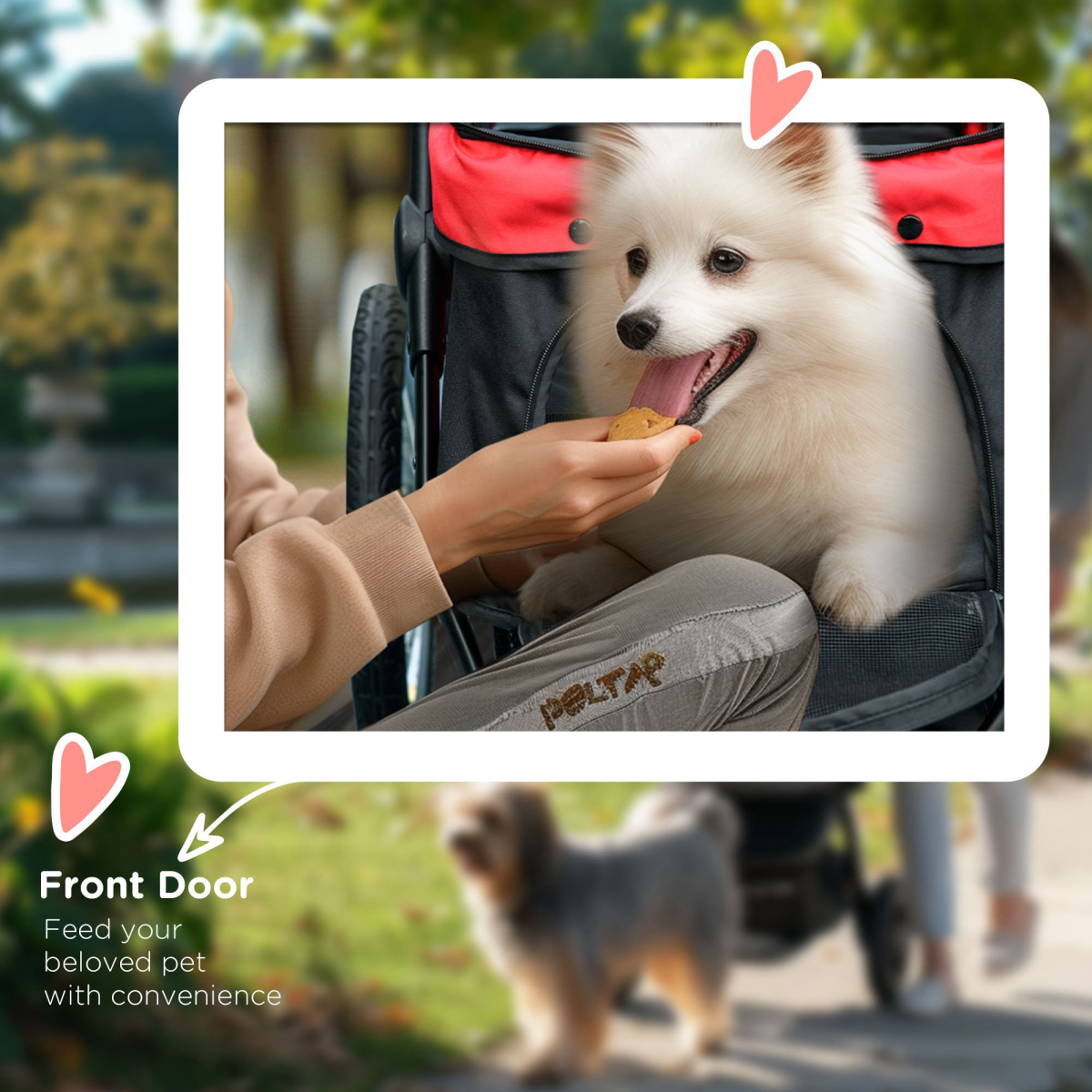 Foldable Pet Stroller Jogger w/ Canopy, Three Wheels, for Medium Dogs - Red - from PawHut