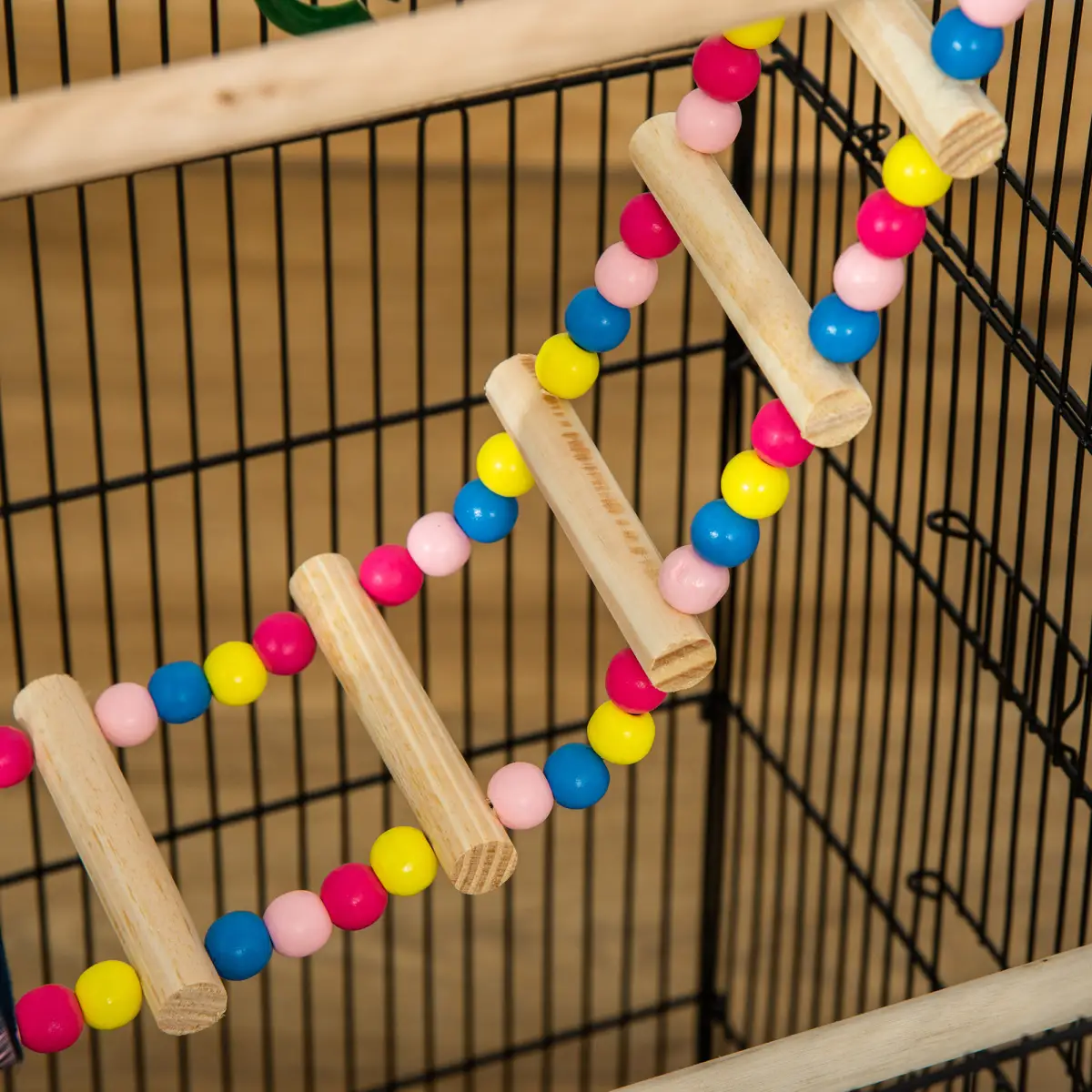 Unbranded Metal Bird Cage for Budgies, Finches w/ Accessories, Toys, Tray, Handle - Black - Bird Cage