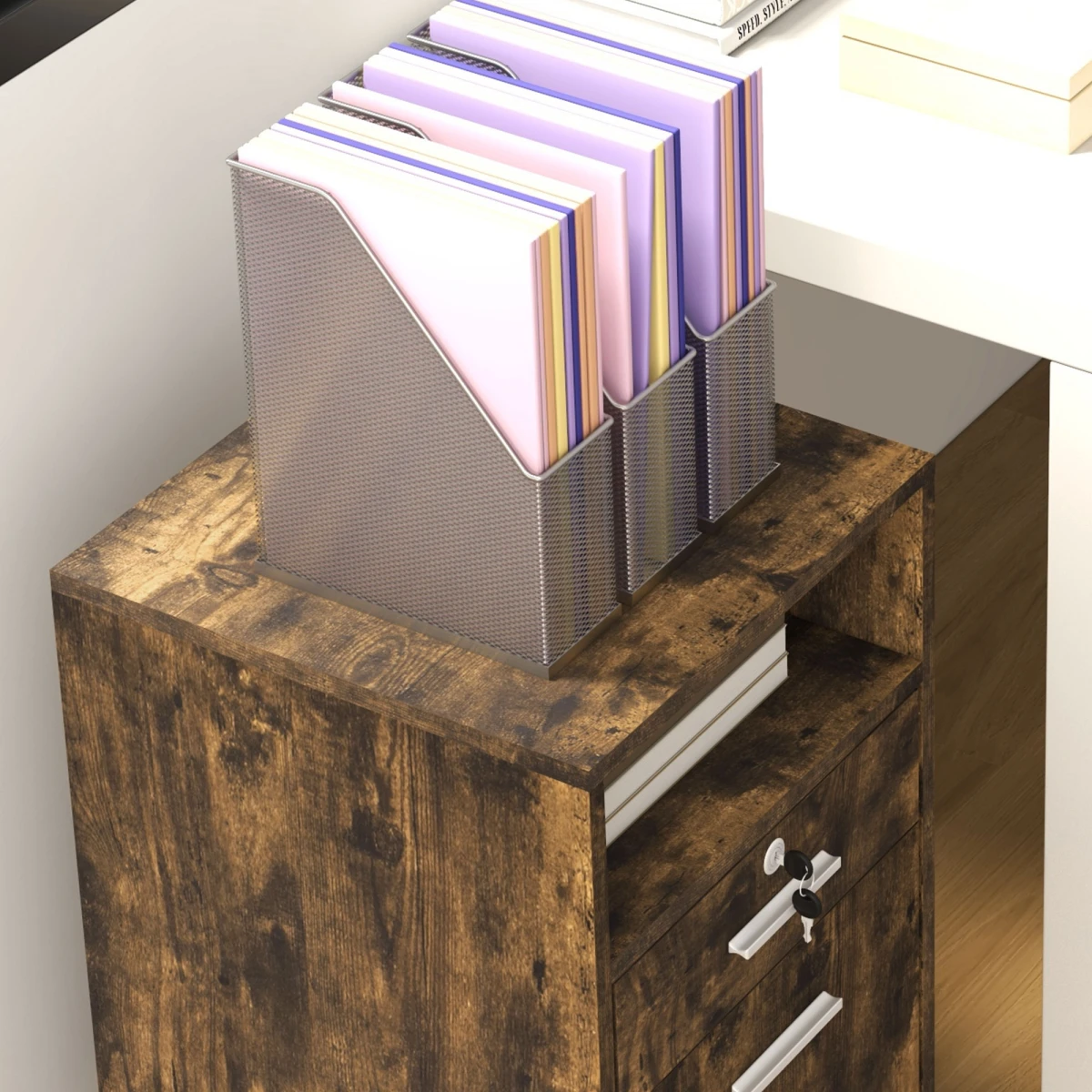 Vinsetto Mobile File Cabinet Lockable 5 Wheels by Vinsetto
