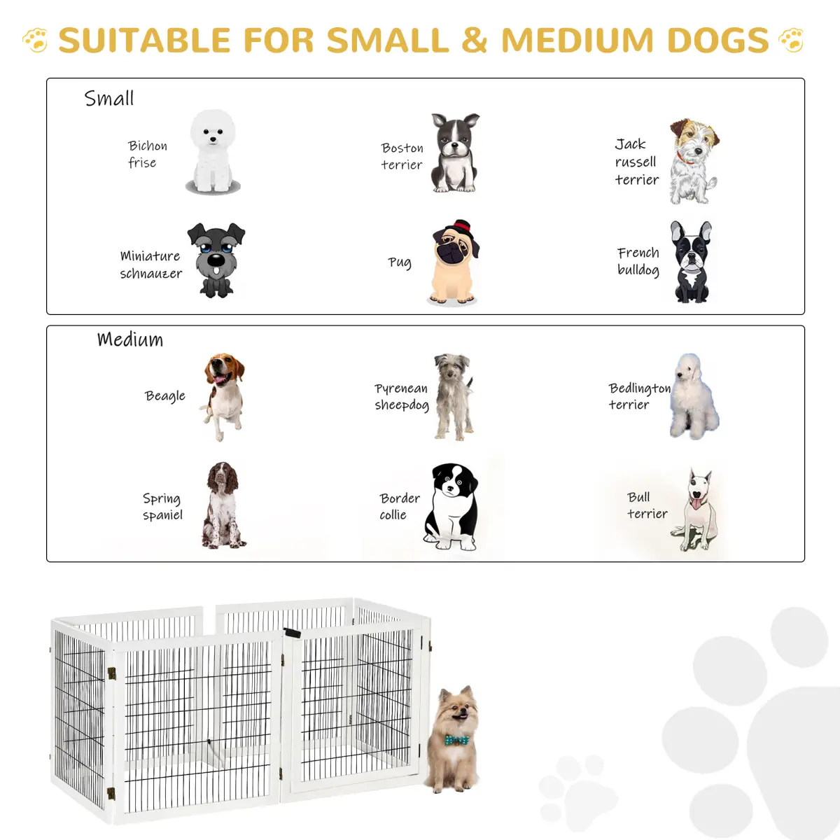 Unbranded Freestanding Pet Dog Gate 6 Panel Foldable Wooden Playpen 432cm Long Pawhut - Pet Gate