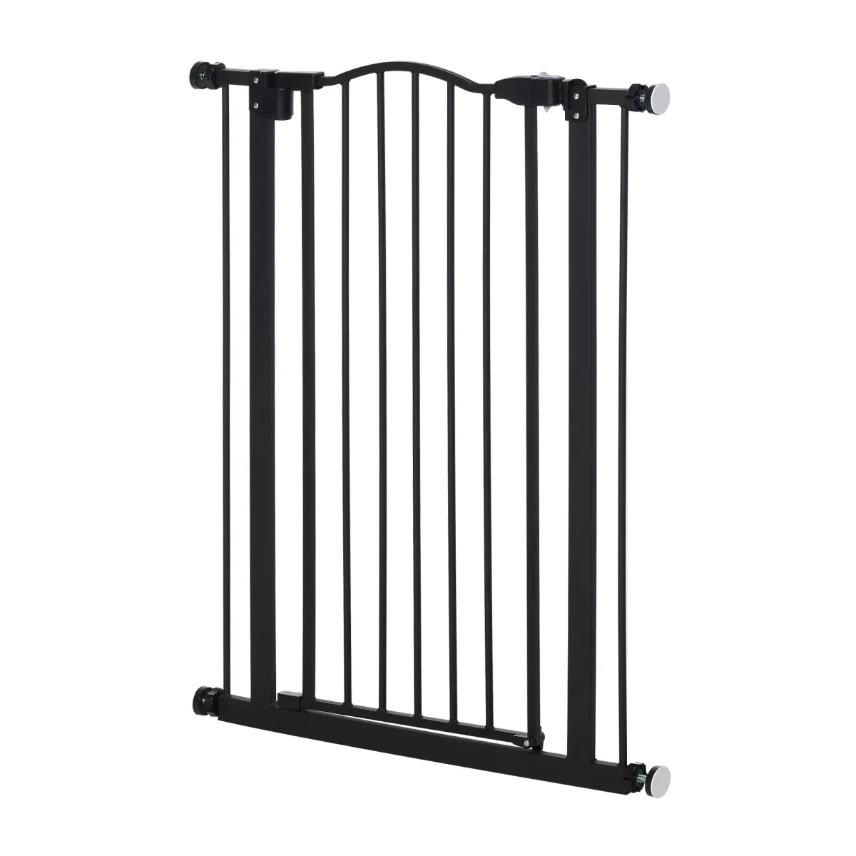 Pawhut 74-80cm Adjustable Metal Pet Gate Safety Barrier w/ Auto-Close Door Black - Pet Gate