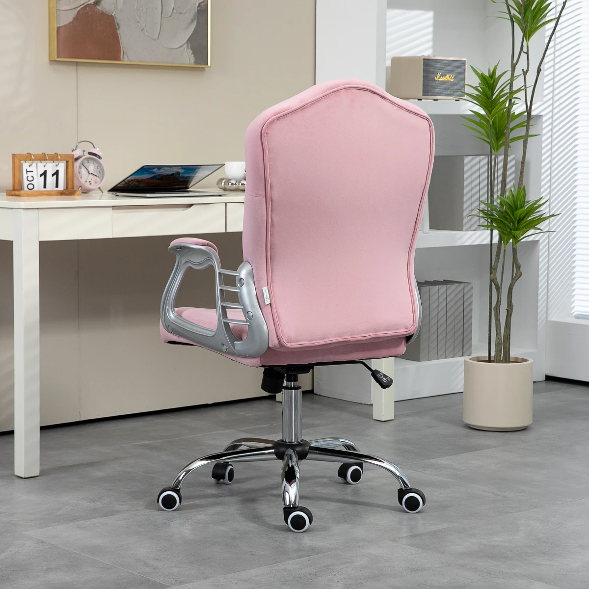 Vinsetto Vinsetto Home Office Chair 47 to 57 cm Height and Tilt Adjustment Velvet Upholstery with Diamonds for Home Office - Office Chair