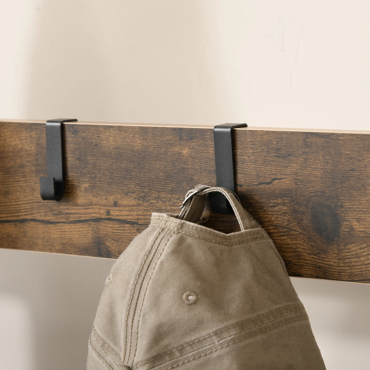 Industrial Coat Rack Stand With 8 Hooks And Brown Storage Shelf Tall Entryway Organizer by Unbranded