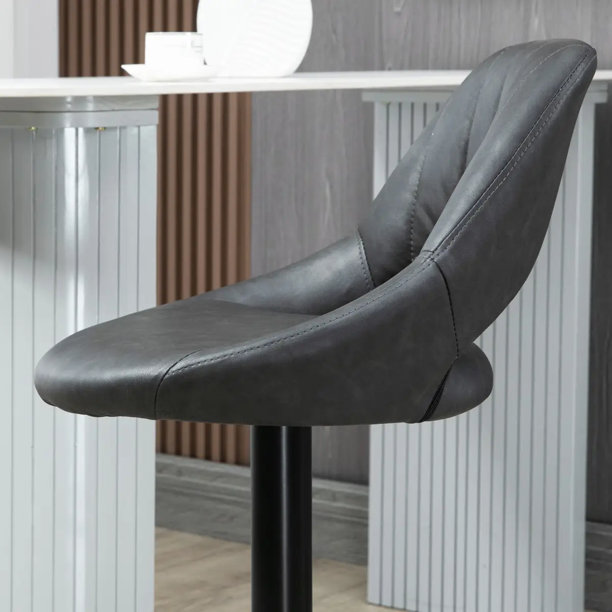 HOMCOM Barstools Set of 2 Adjustable Swivel Height PU Leather Counter Chairs Footrest - Bar Stool