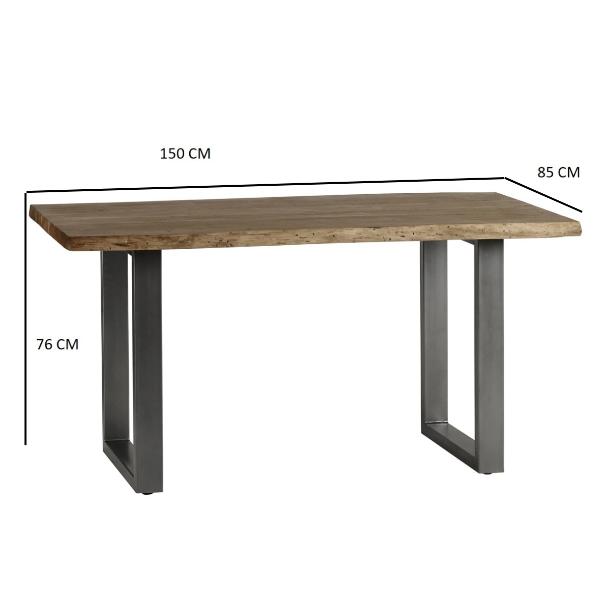 Indian Hub Baltic Dining Table 1.5m Live Edge With Metal Legs Modern - Dining Table