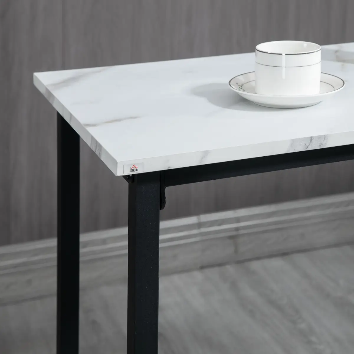 HOMCOM HOMCOM 3 Piece Bar Table Set for 2 with Stools Steel Frame Footrest White - Dining Set