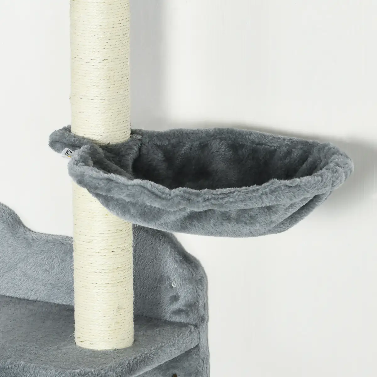 PawHut Cat Shelf with Scratching Post, Wall-Mounted Cat Tree for Indoor Cat - Grey - Cat Tree