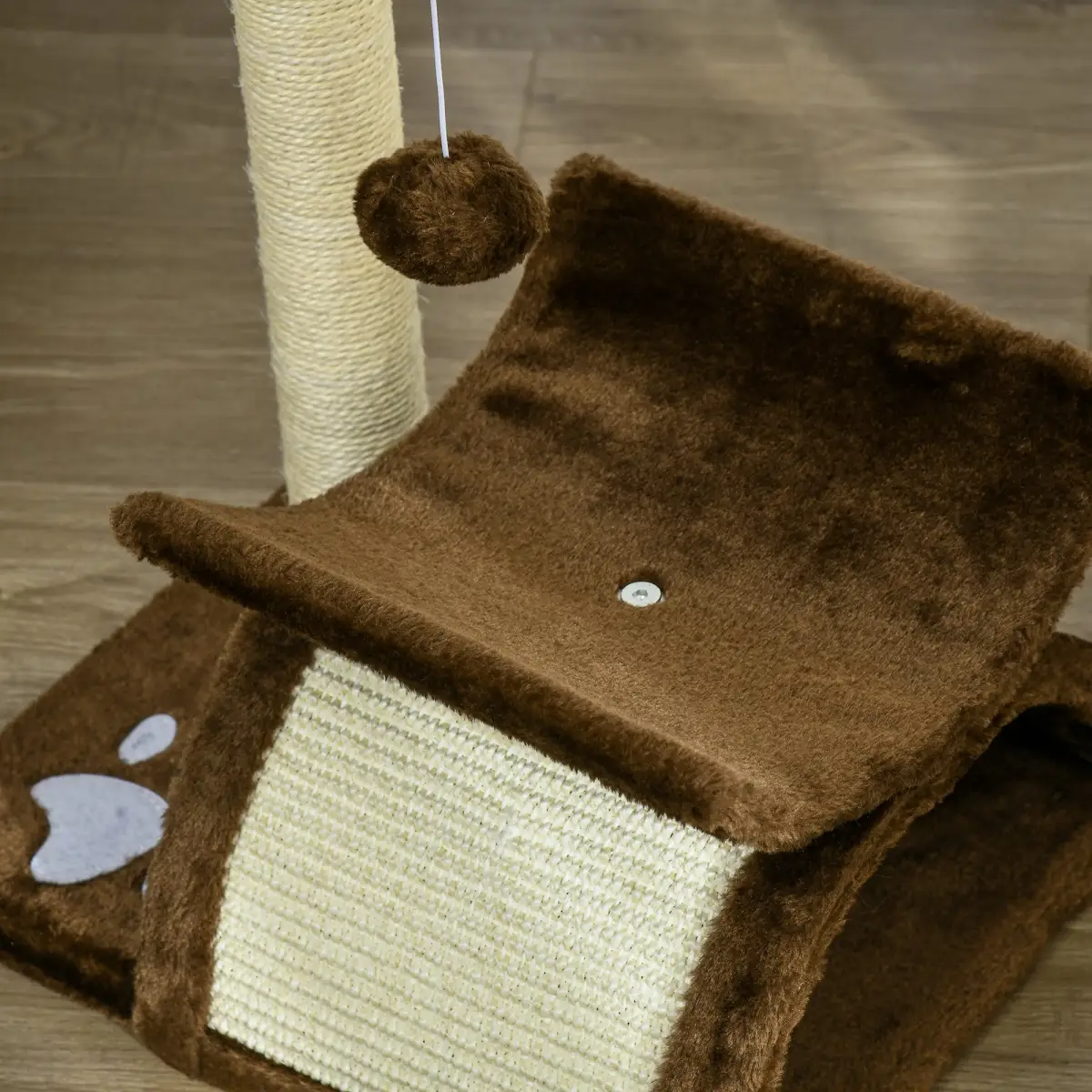 Pawhut Cat Tree Plush Scratcher Kitty Activity Play Center Top Bar Tunnel Dangling Ball - Cat Tree