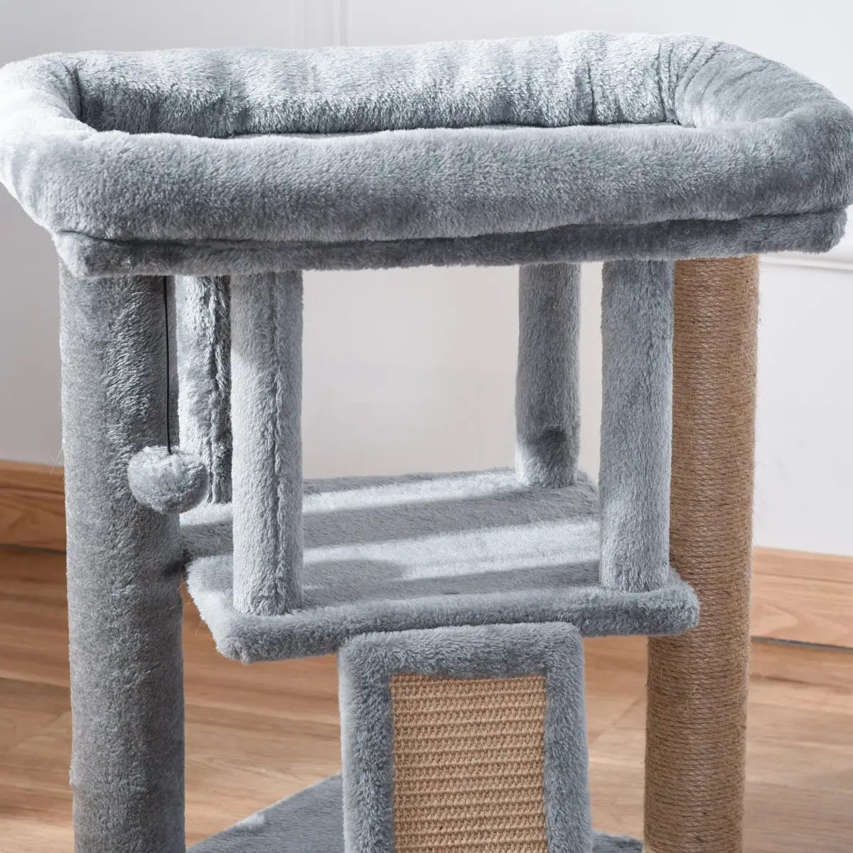 Unbranded Cat Tree Activity Centre W/ Scratching Pad, Toy Ball, Cat House - Grey Pawhut - Cat Tree