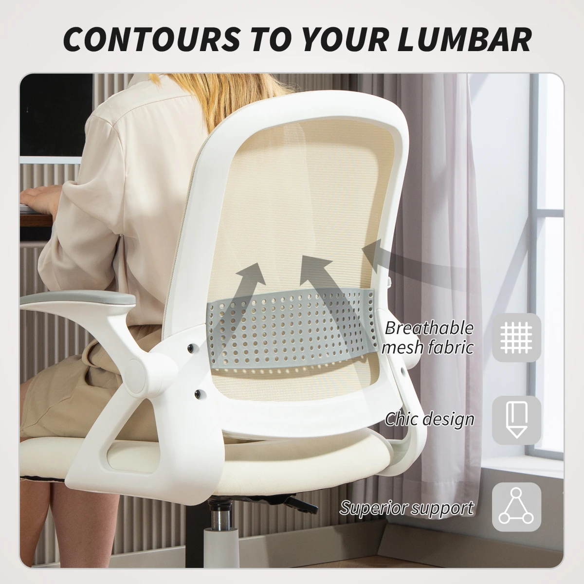 Quality Mesh Office Chair Height FlipArm Home by N/A