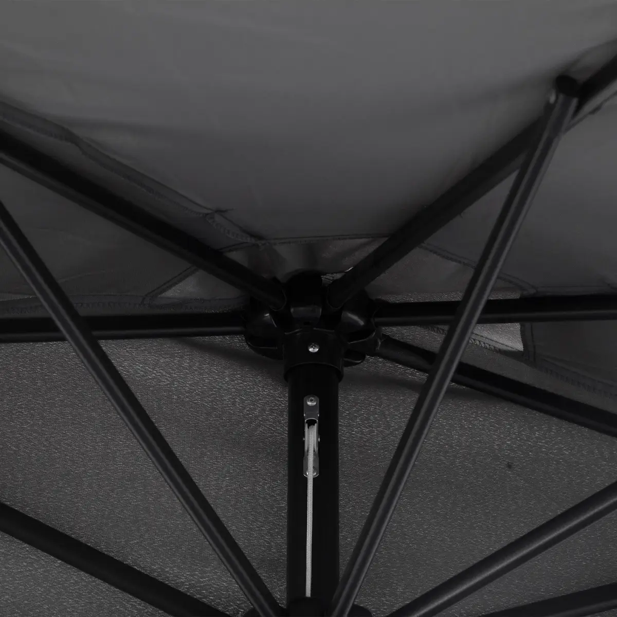 Outsunny 3 m Half Round Umbrella Parasol-Grey Polyester/Aluminum - Parasol