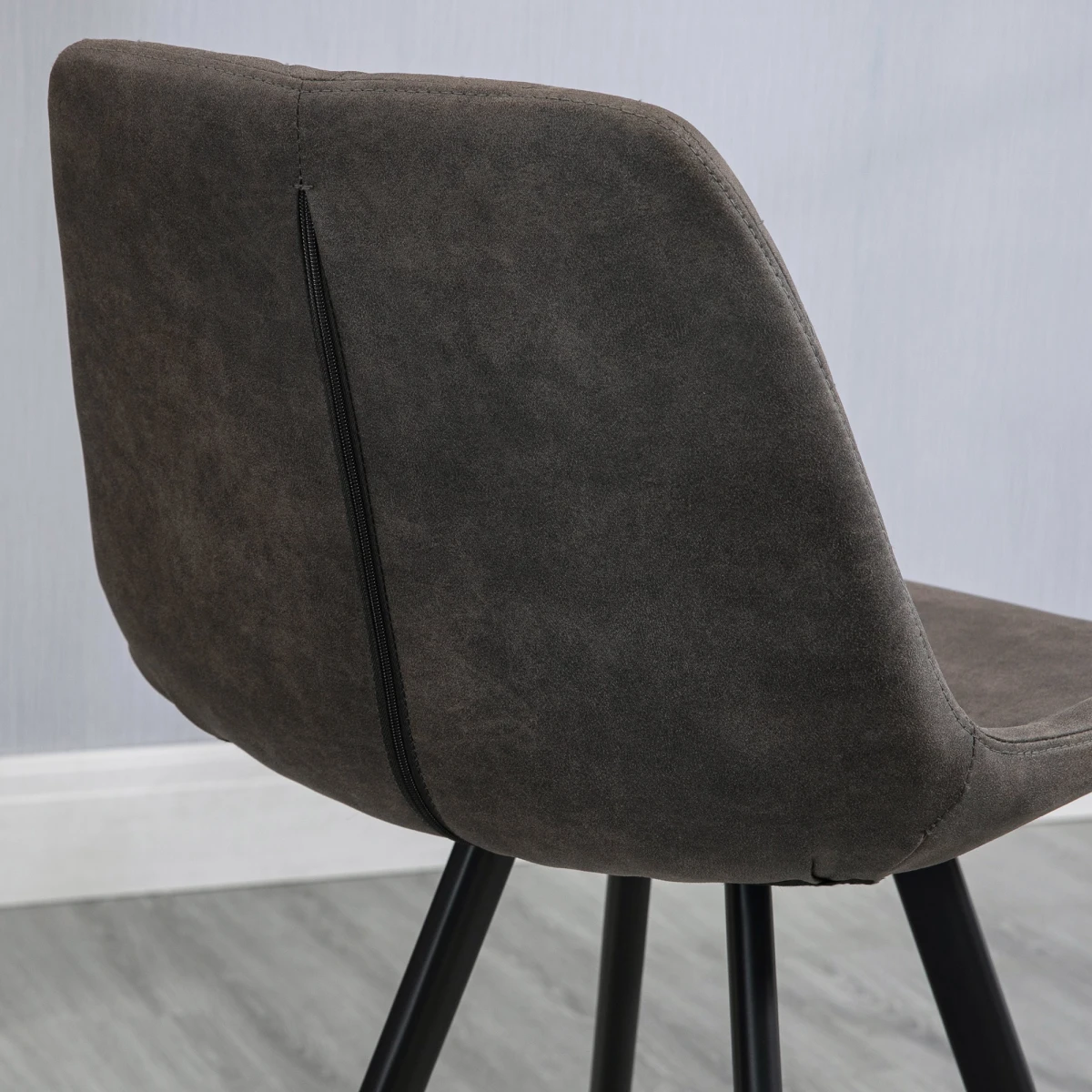 HOMCOM Set Of 2 Bar Stools Vintage PU Leather Tub Seats Padded w/ Steel Frame Dark Grey -