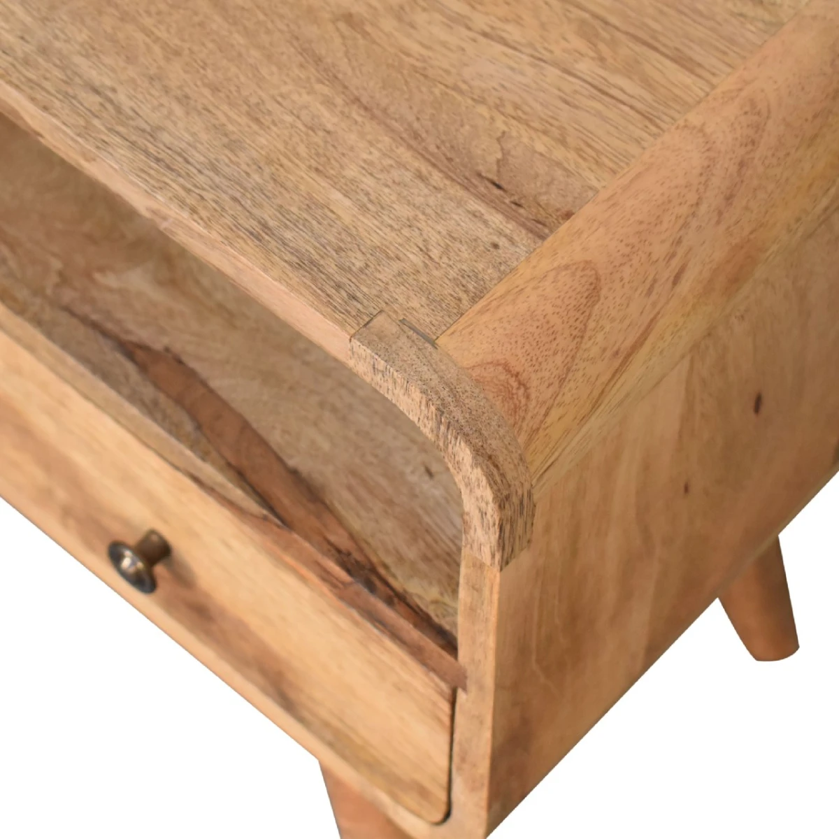 Artisan Furniture Mango Wood Mini Media Console With Open Shelf And Two Drawers For Small Spaces by Artisan Furniture