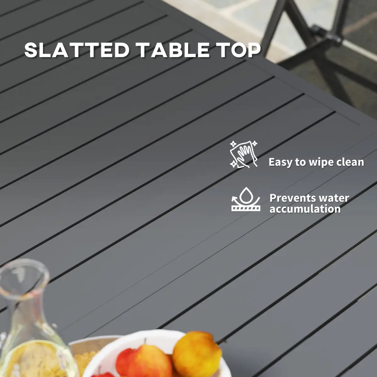 Outsunny Outsunny Extending Garden Table with Slatted Top, 160/220 x 90 x 73 cm, Grey - Garden Table