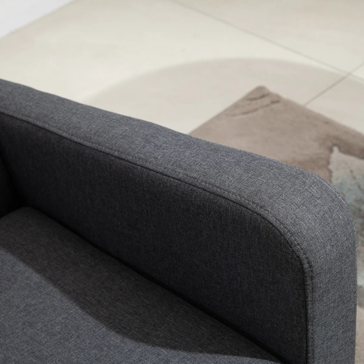 HOMCOM Linen Modern Curved Loveseat 2 Seat Thick Cushions Home Use - Sofa