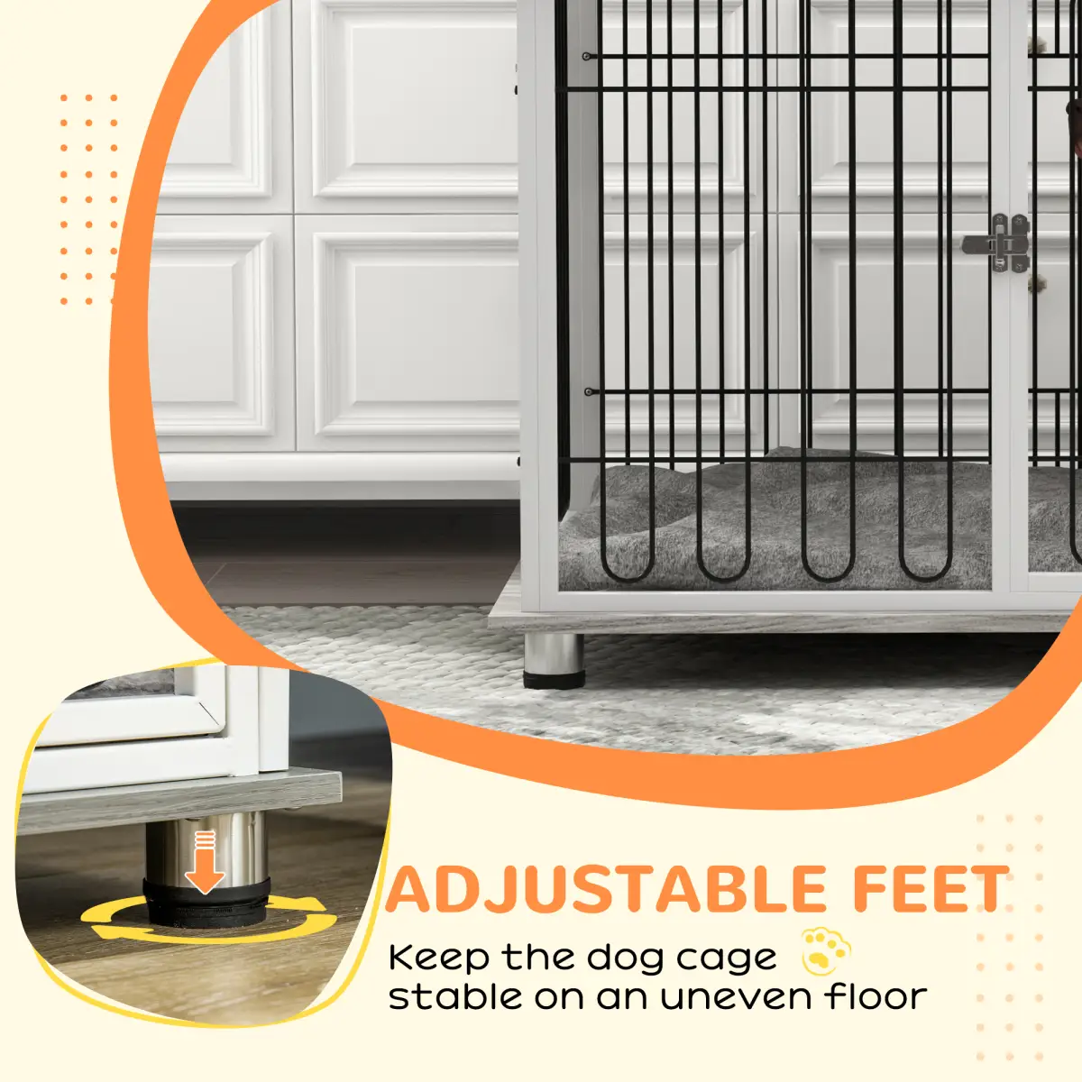 PawHut PawHut Dog Crate Furniture End Table with Soft Washable Cushion, Lockable Door - Dog Crate