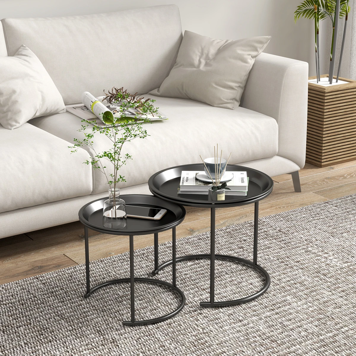 HOMCOM HOMCOM Nesting Tables Tray Removable Living Room - Nest of Tables