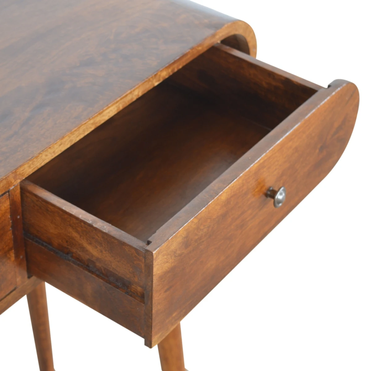 Artisan Mango Wood Compact Console Table London Chestnut Finish With 2 Drawers Nordic Legs Living Room by Artisan Furniture