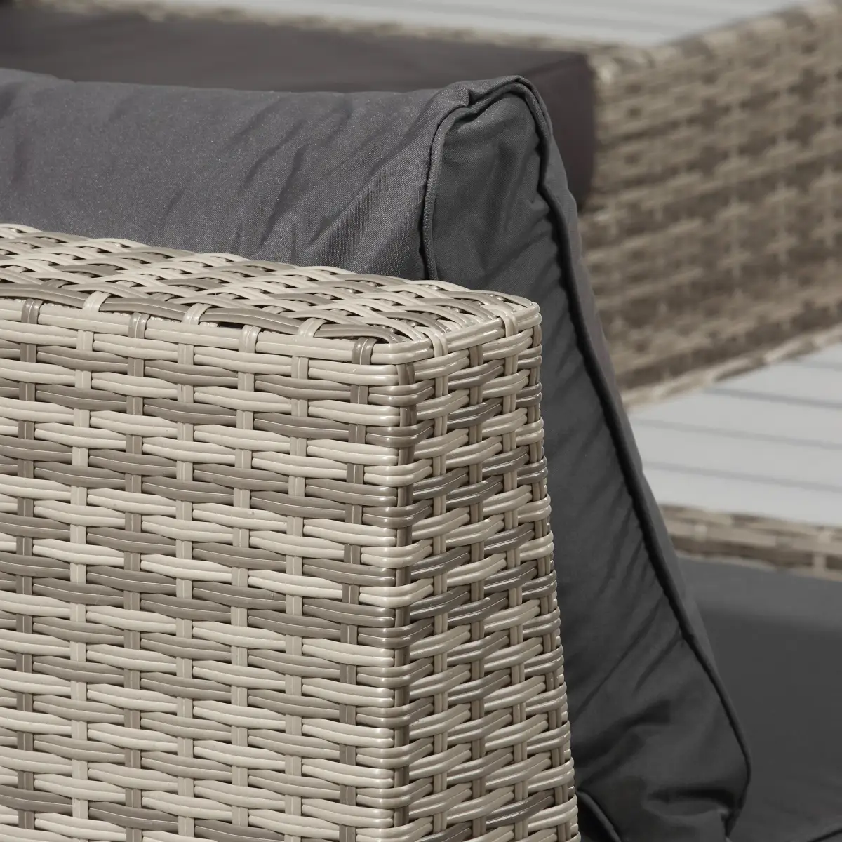 Outsunny 5-Seater Rattan Sectional Corner Sofa Table Set Cushions - Light Grey - Garden Sofa Sets