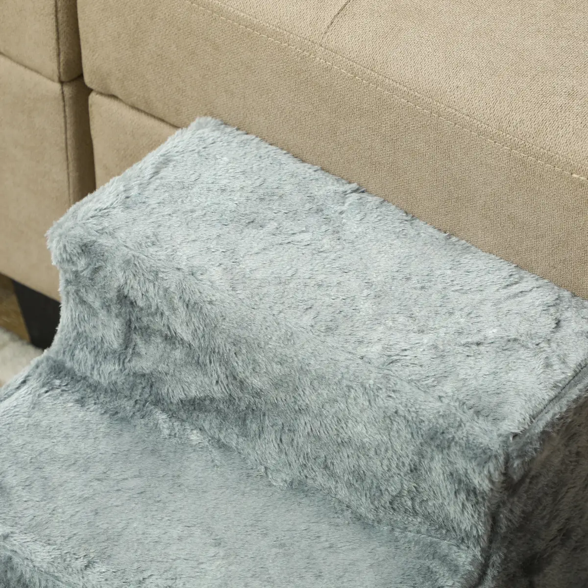 PawHut PawHut Three-Step Portable Dog Stairs with Washable Plush Cover, for Small Pets - Dog Steps