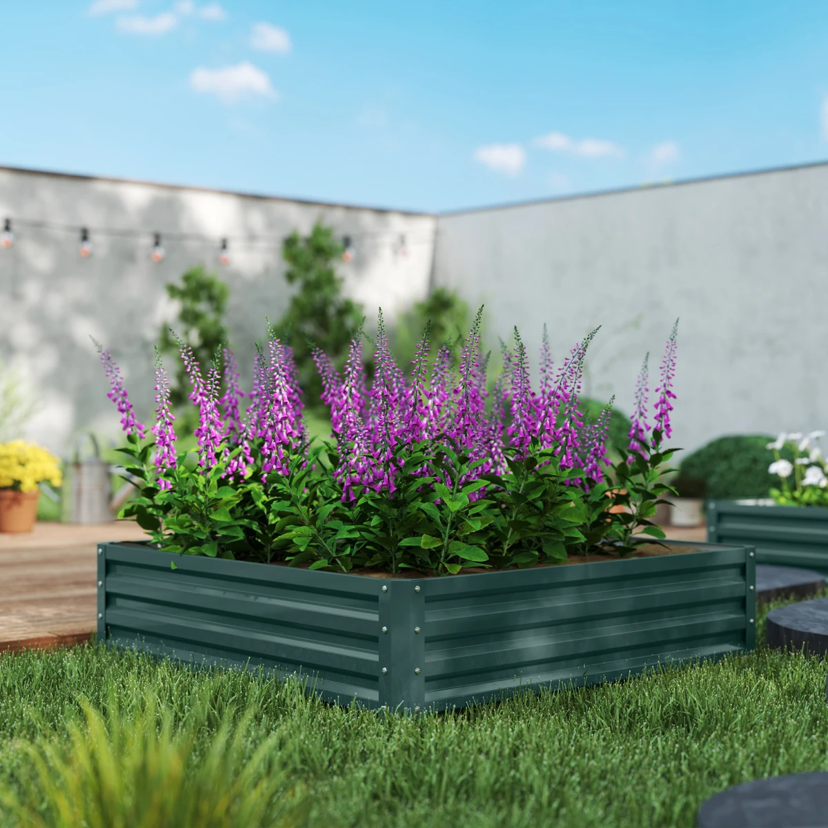 Premium Raised Garden Bed 120x120cm Open Bottom Vegetables by Outsunny