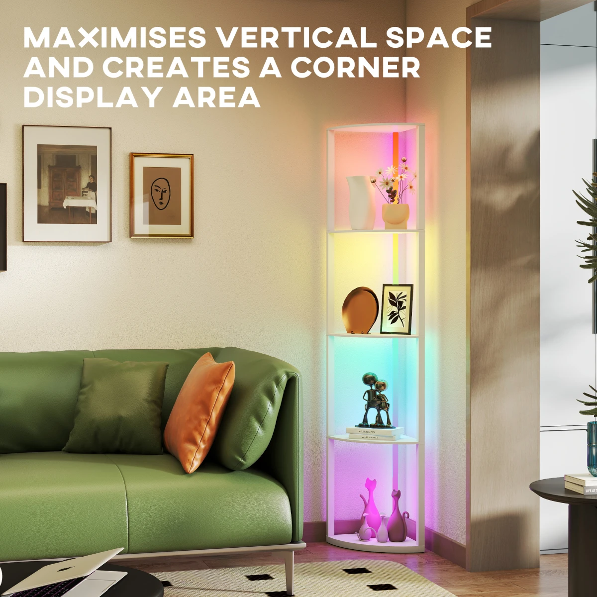 N/A Smart Shelved Floor Lamp Tall Narrow RGB Remote - Lamp