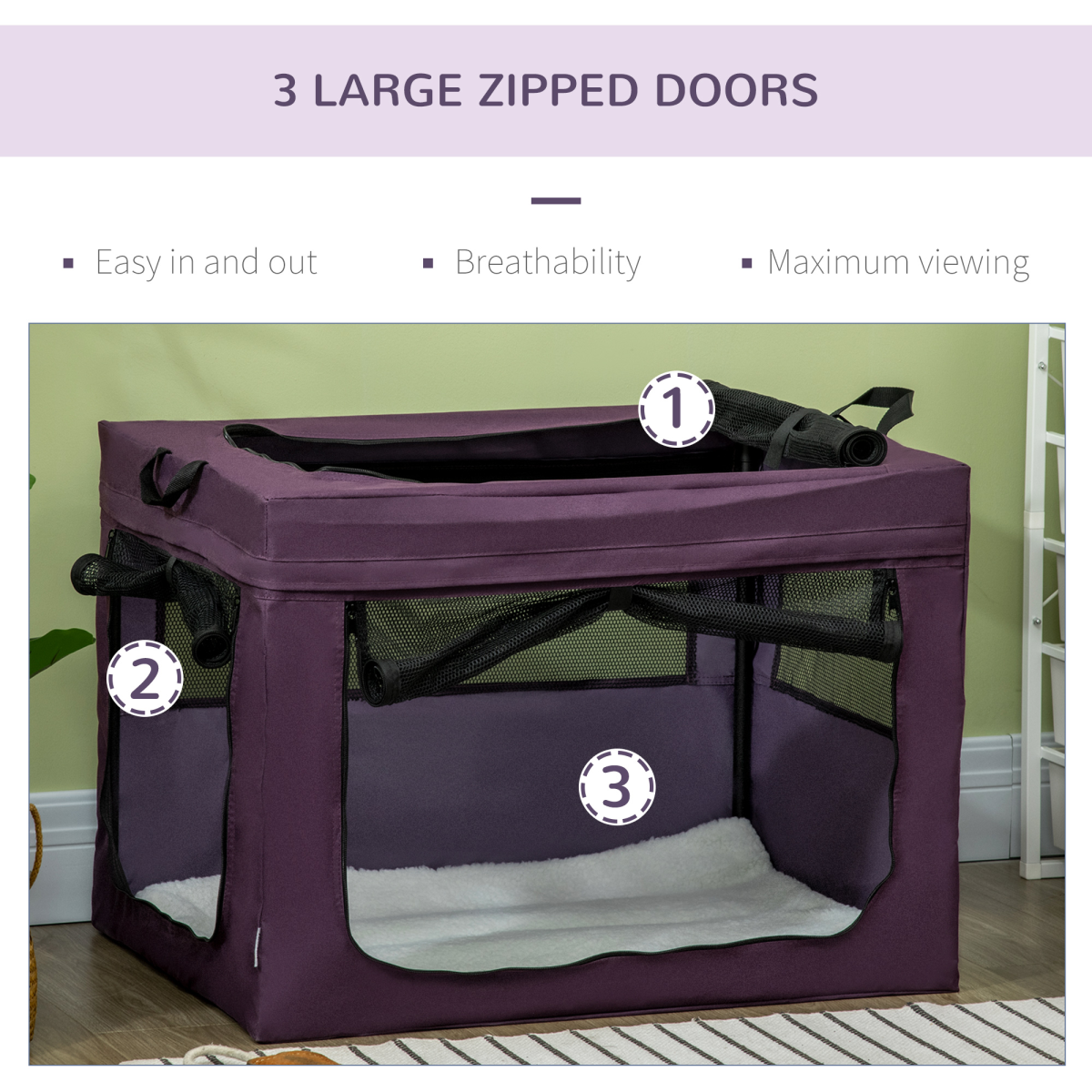 80cm Foldable Pet Carrier Cat Bag w/ Cushion, for Small, Medium Dogs - Purple - from Unbranded