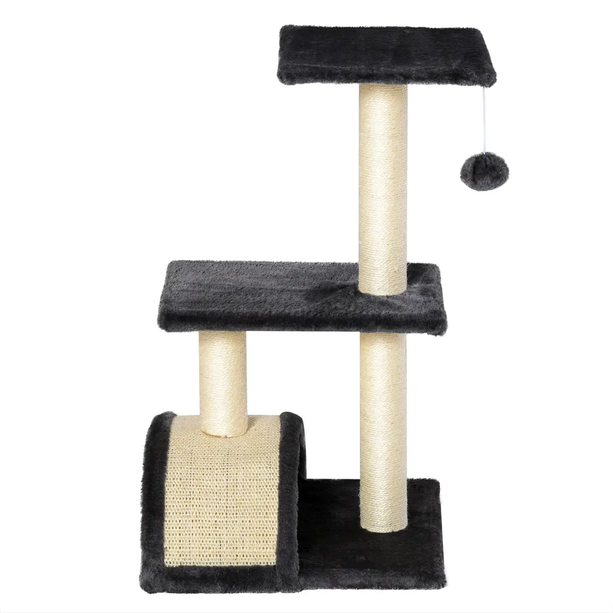 Unbranded Cat Tree Activity Center Scratching Posts Sisal Arc Hanging Ball Grey Pawhut - Cat Tree