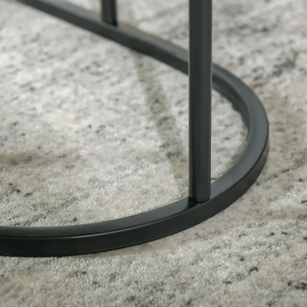 HOMCOM HOMCOM Two Piece Marble Top Side Tables Round And Oval Black Steel Frames Living Room Set - Coffee Table