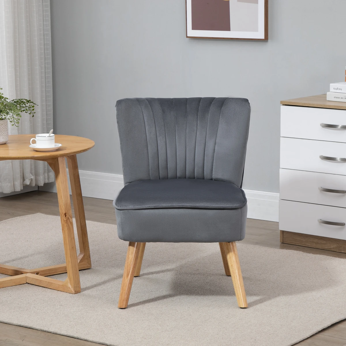 HOMCOM HOMCOM Velvet Accent Tub Chair Soft Upholstery Living Room - Accent Chair