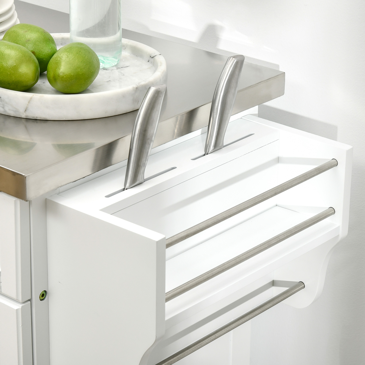 Rolling Kitchen Cart Storage Trolley with Drawer Towel Rail Steel White - from HOMCOM
