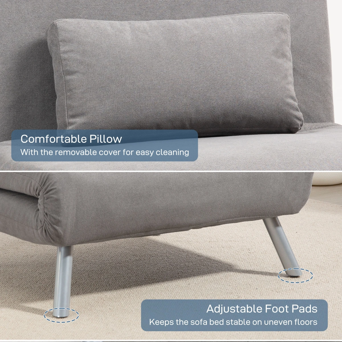 HOMCOM 2in1 Folding Sofa Bed Five Position Backrest by HOMCOM