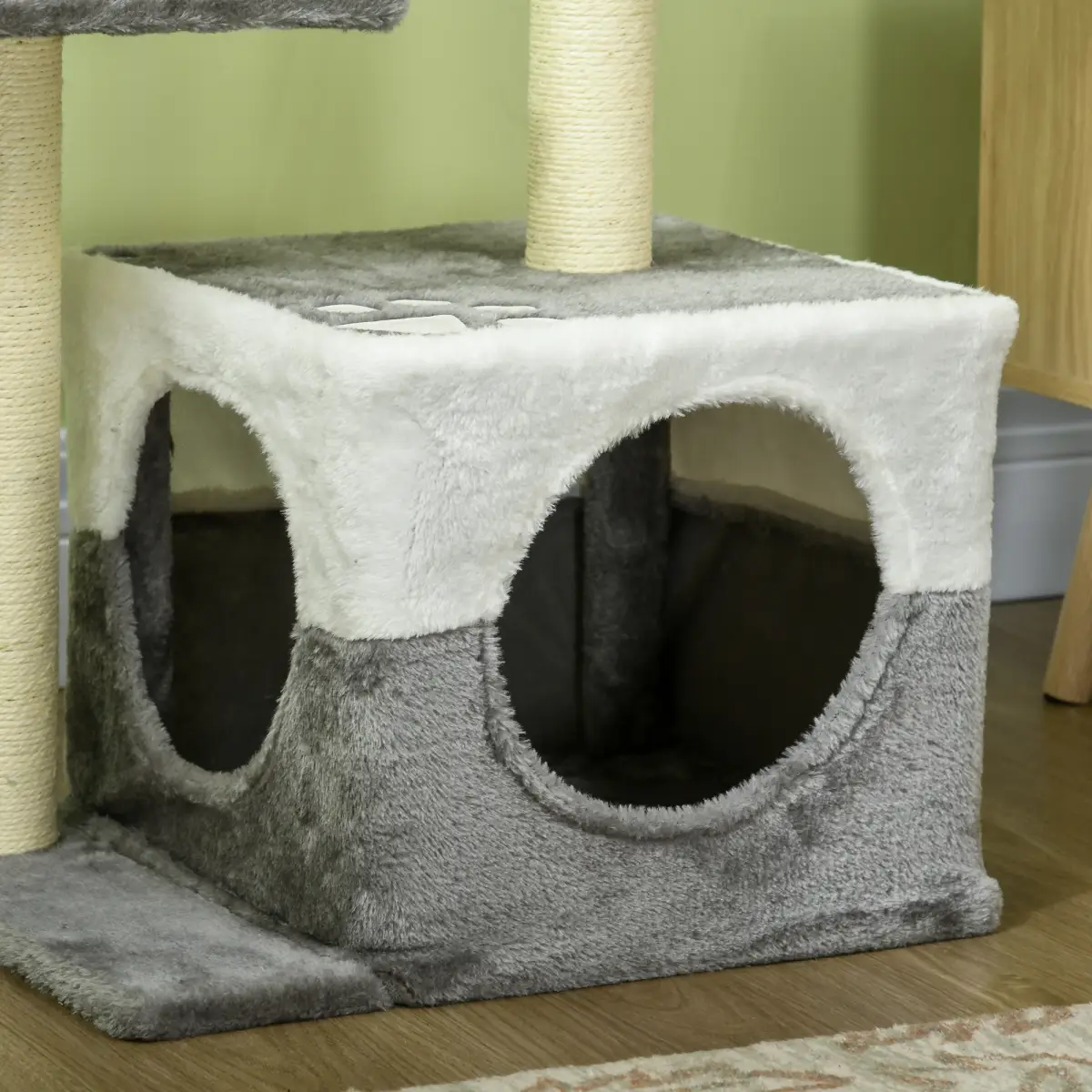 PawHut PawHut Cat Tree w/ Sisal Scratching Posts, House, Perches, Toy Mouse - Grey - Cat Tree