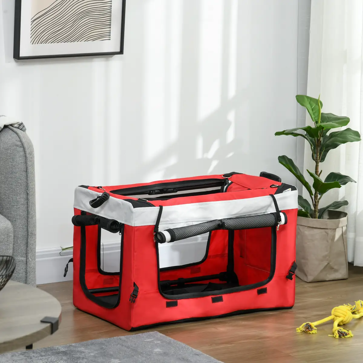 PawHut PawHut Foldable Pet Stroller w/ Detachable Carrier, Soft Padding - Red - Pet Carrier