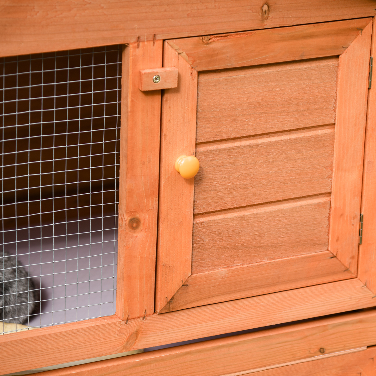 Deluxe Fir Wood Rabbit Hutch 2-Tier Metal Guinea Pig Small Animal House Pawhut - from Unbranded