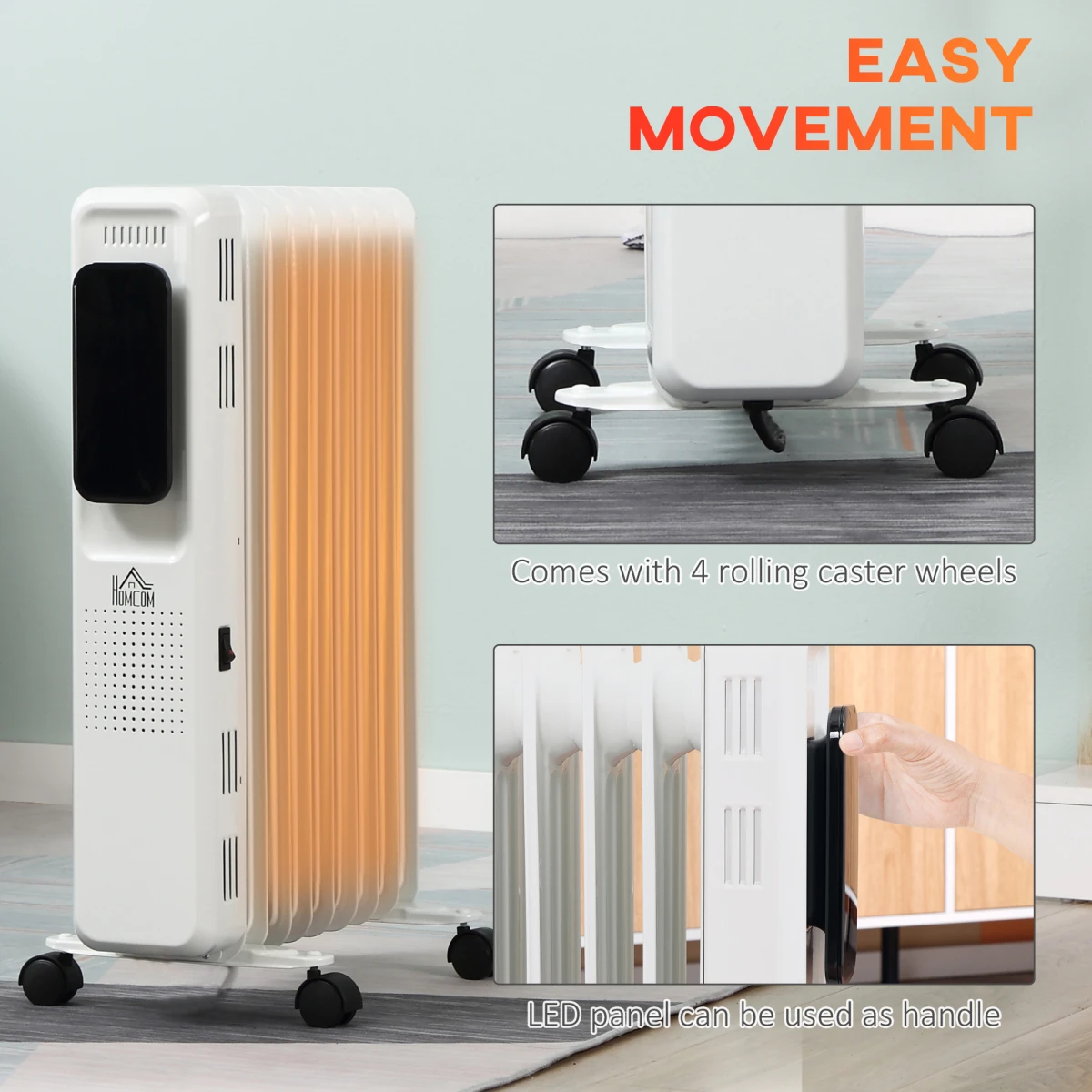 HOMCOM Oil Radiator 9 Fin Remote Timer Home - Radiator