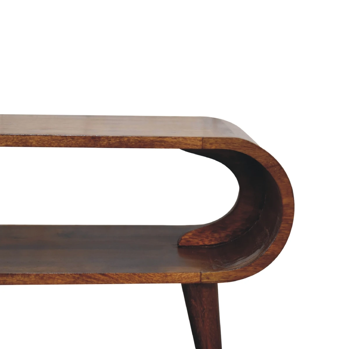 Artisan Coffee Table Compact Solid Mango Wood Chestnut Finish Nordic Smooth Round Edges Family Safe by Artisan Furniture
