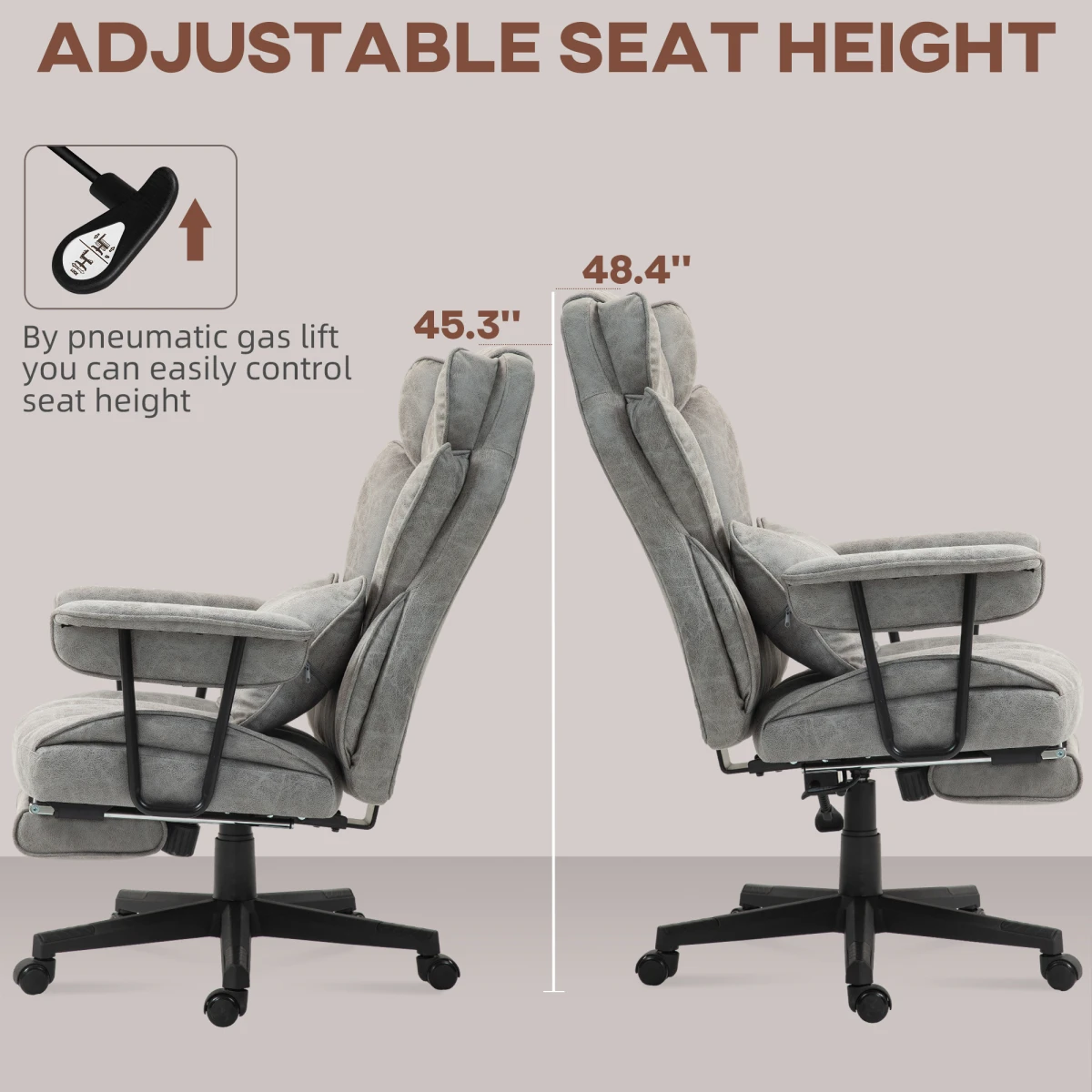 HOMCOM Office Chair 16cm Padding Footrest For Home Office by HOMCOM