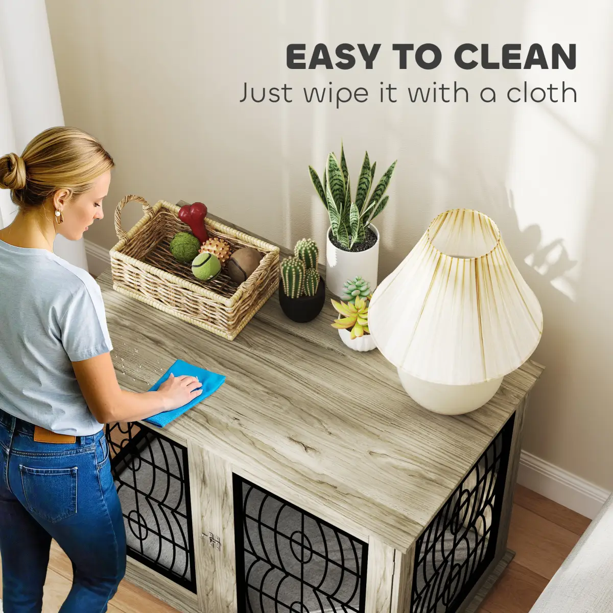 PawHut PawHut Dog Crate Furniture, 37" End Table for Large Dogs w/ Cushion - Dog Crate