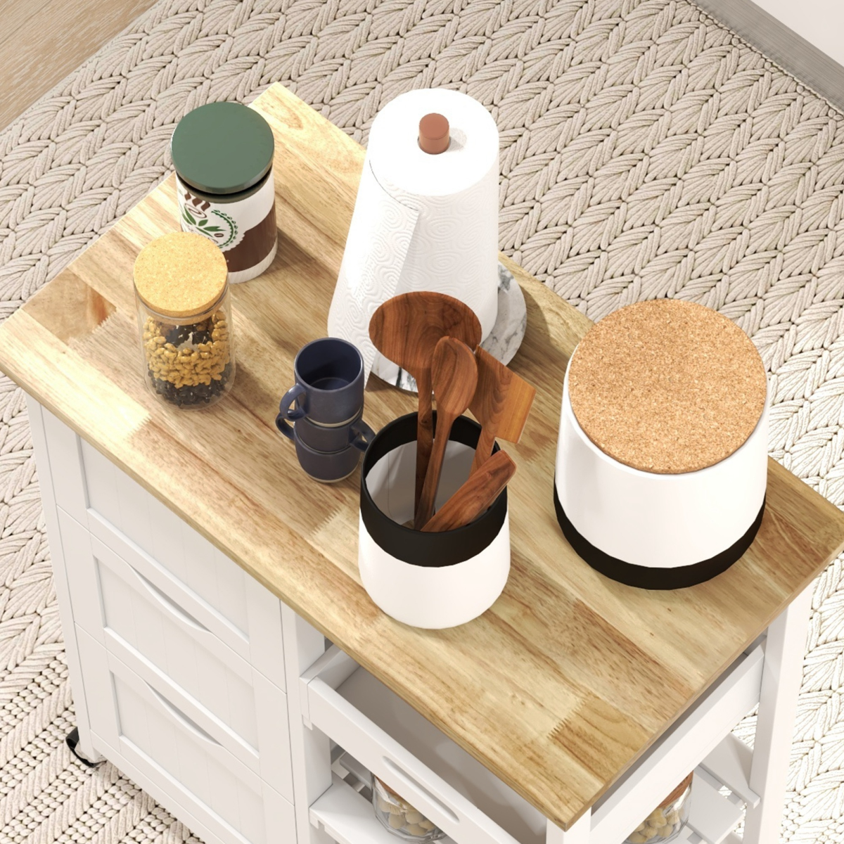 HOMCOM Rolling Kitchen Island Cart, Bar Serving Cart, Compact Trolley White - from HOMCOM