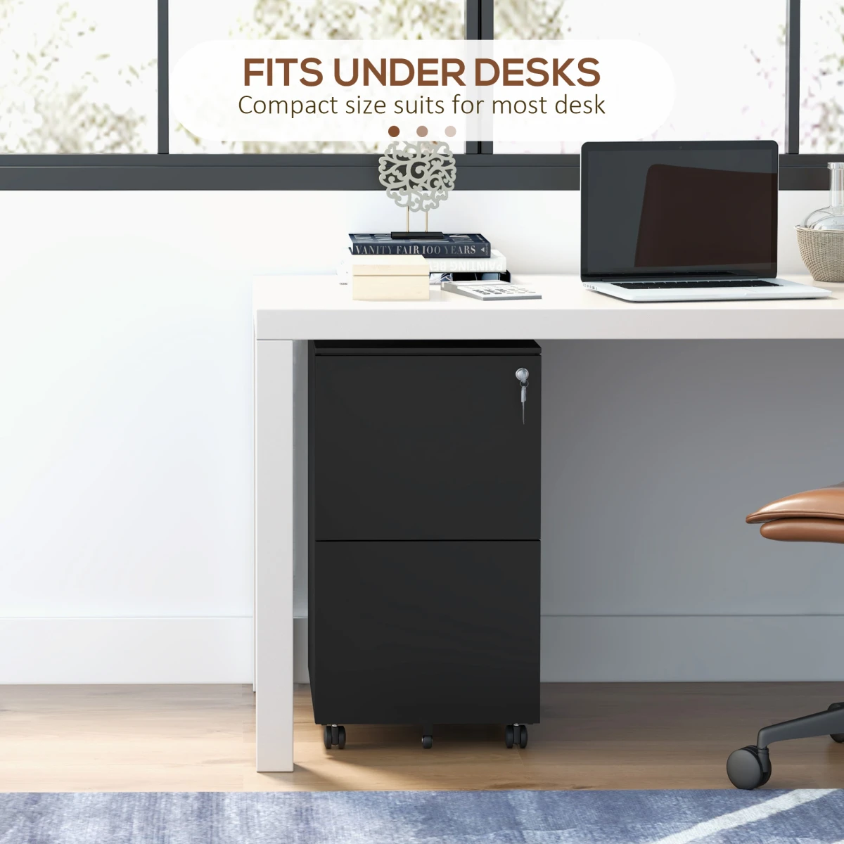 Vinsetto Compact Two Drawer Steel File Cabinet With Lock And Adjustable Hanging Bars For Home Office by Vinsetto