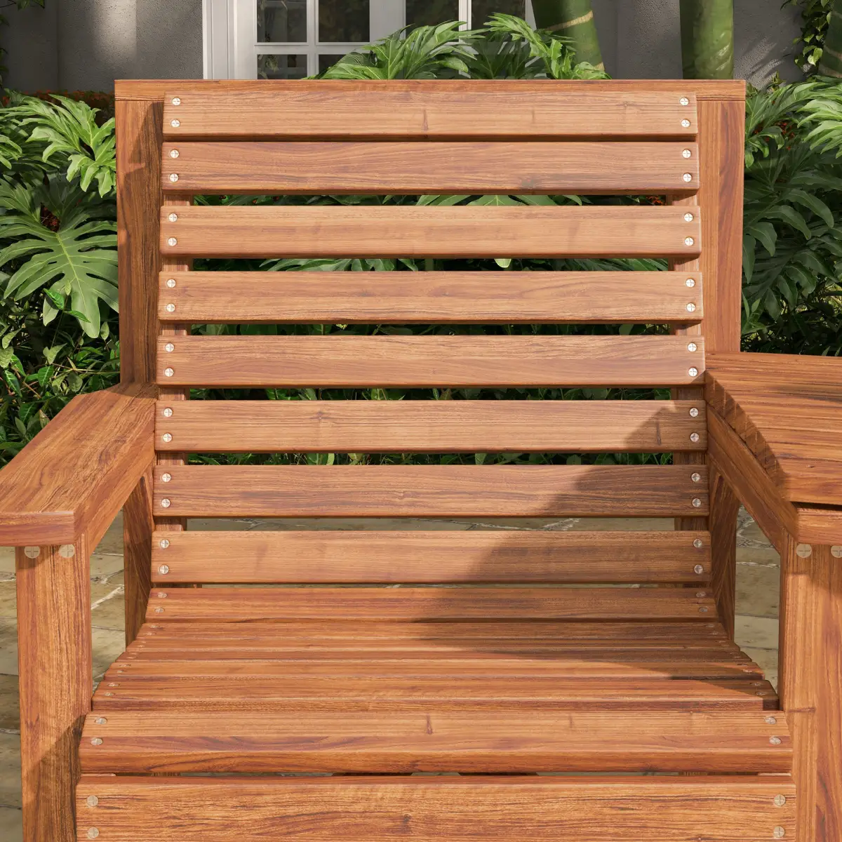 Outsunny Outsunny Wooden Garden Love Seat with Coffee Table Partner Bench Tan Brown - Garden Chairs