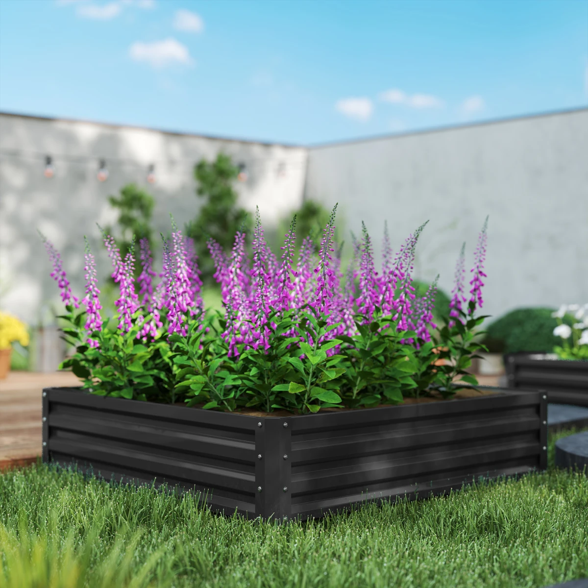 Outsunny Sturdy Raised Garden Bed 120x120cm Open Bottom for Gardeners - Planters