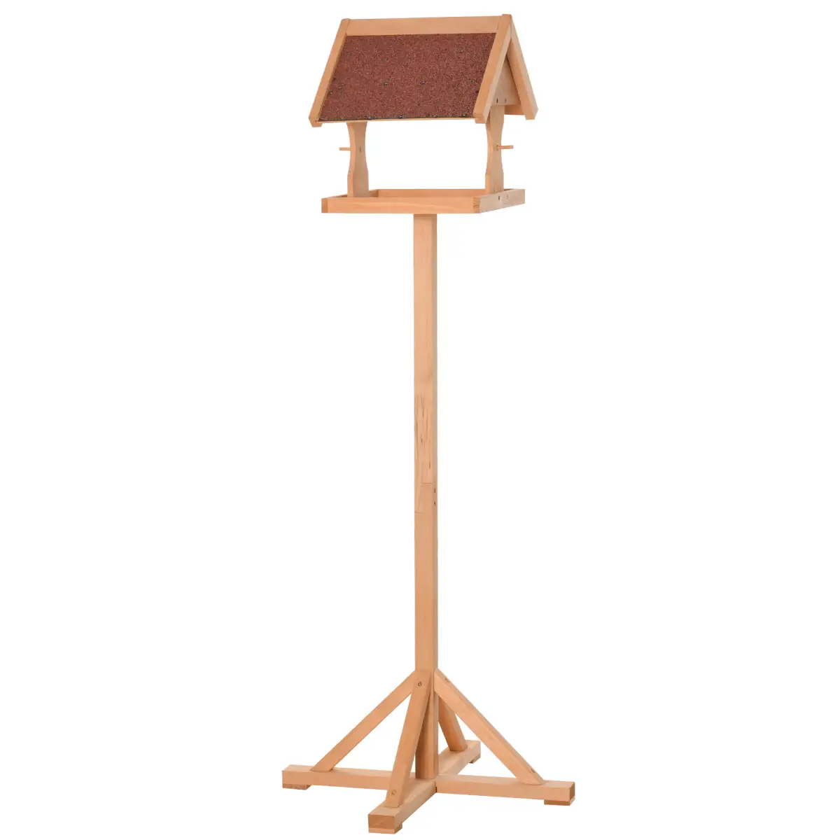 Pawhut Wooden Bird Feeder Freestanding Cross-shaped Support Feet Weather Resistant - Bird Feeder