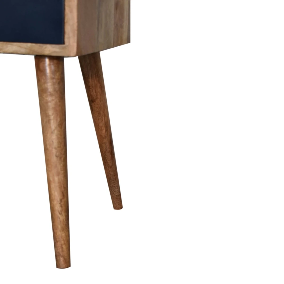 Artisan Furniture Artisan Nightstand Compact Mango Wood Navy Hand Painted Drawer Open Shelf Bedroom Decor And Storage - Bedside Table