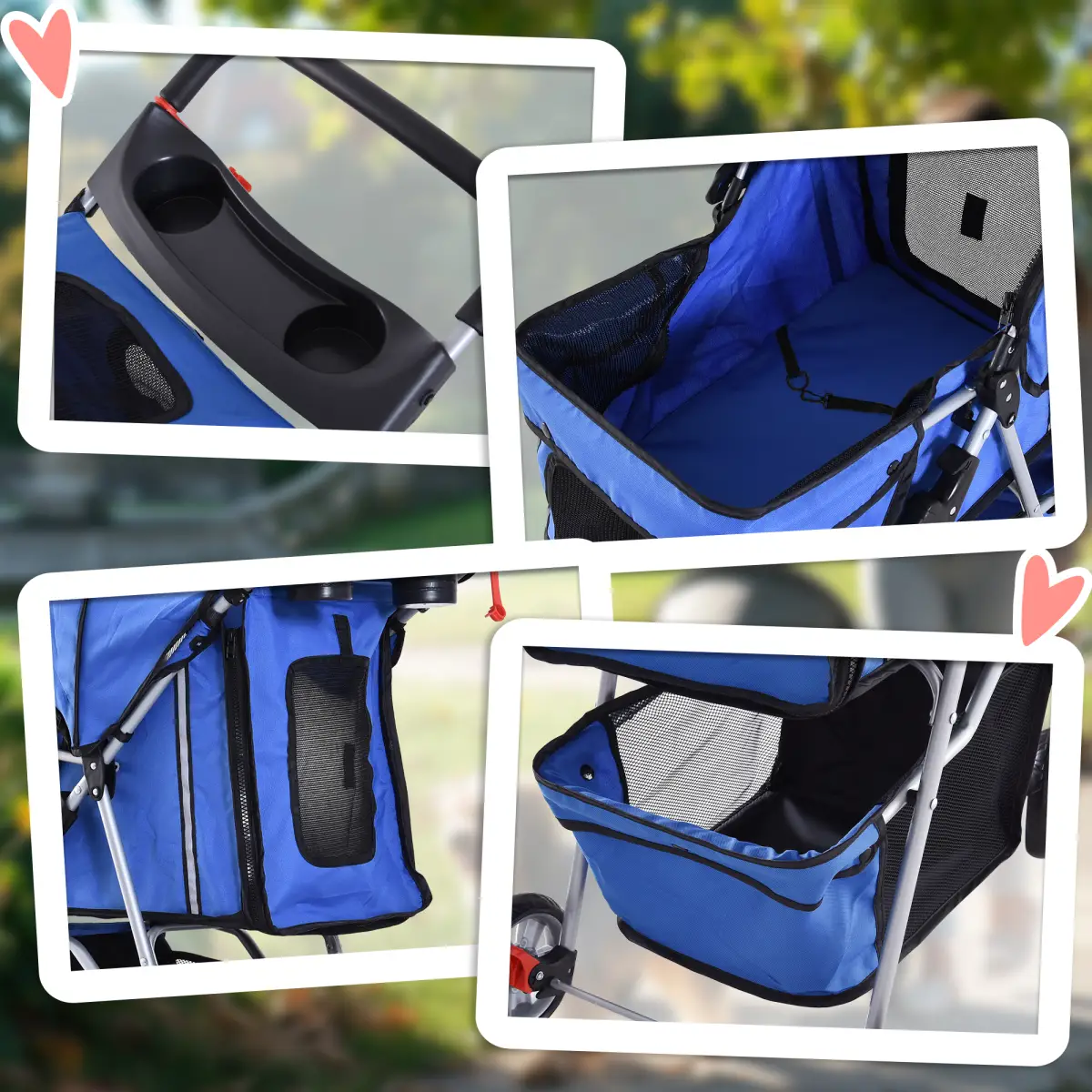 Pawhut Pet Stroller Cat Dog Jogger Puppy Pushchair Travel Cart Carrier Walk 4 Wheels - Pet Carrier
